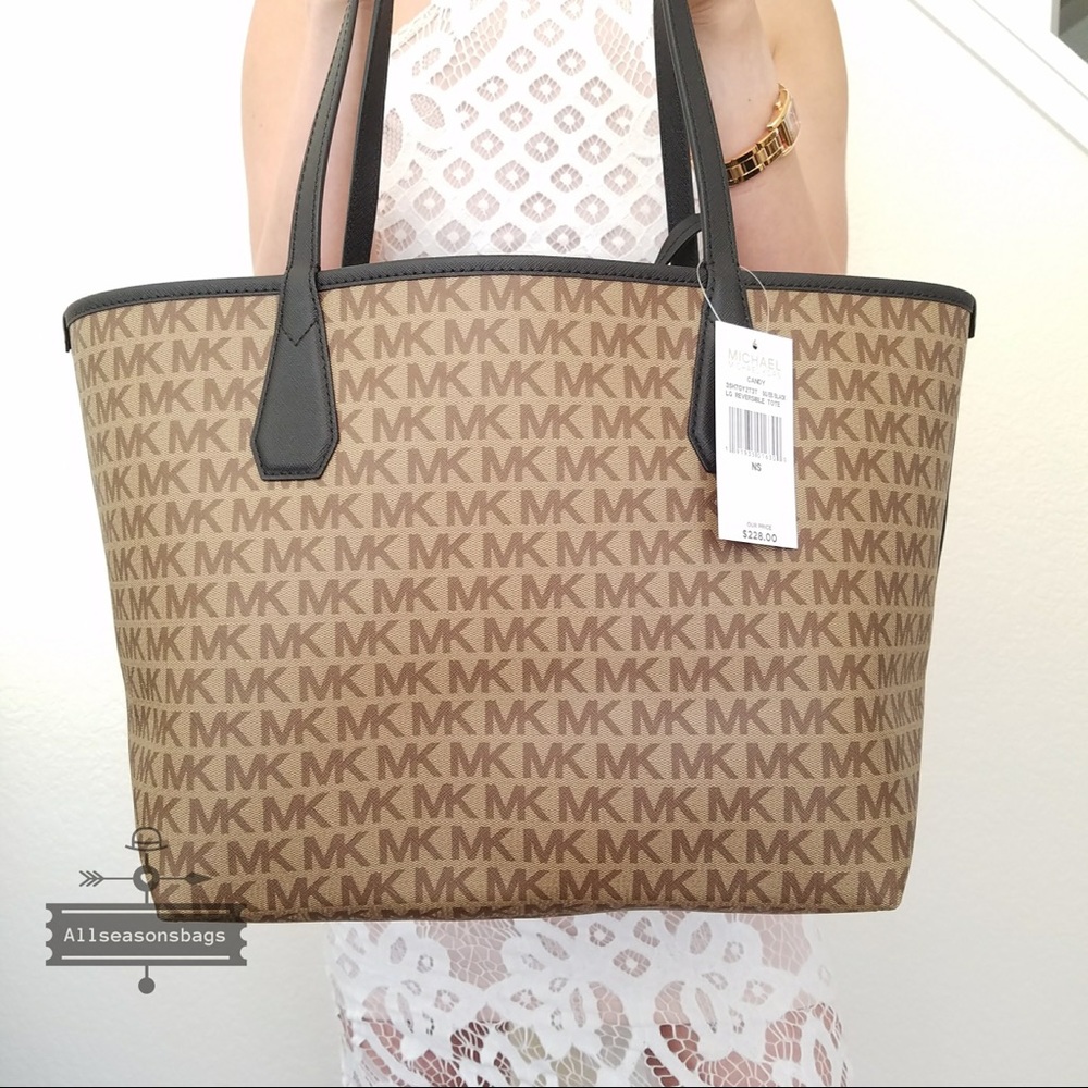 NWT Michael Kors Reversible candy large tote black - Picture 4 of 7